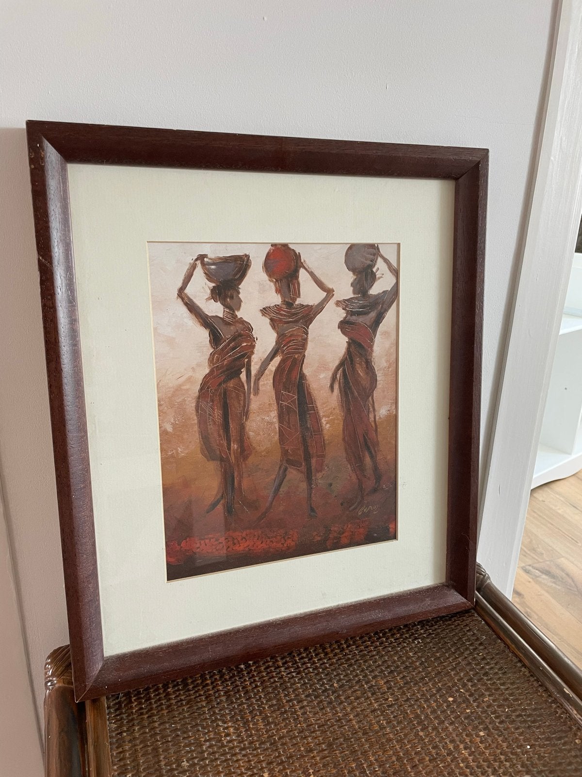 Etnisch Afrikaans Schilderij met Vrouwenfiguren, Schilderij, Afrika, Meerkleurig, Geschilderd