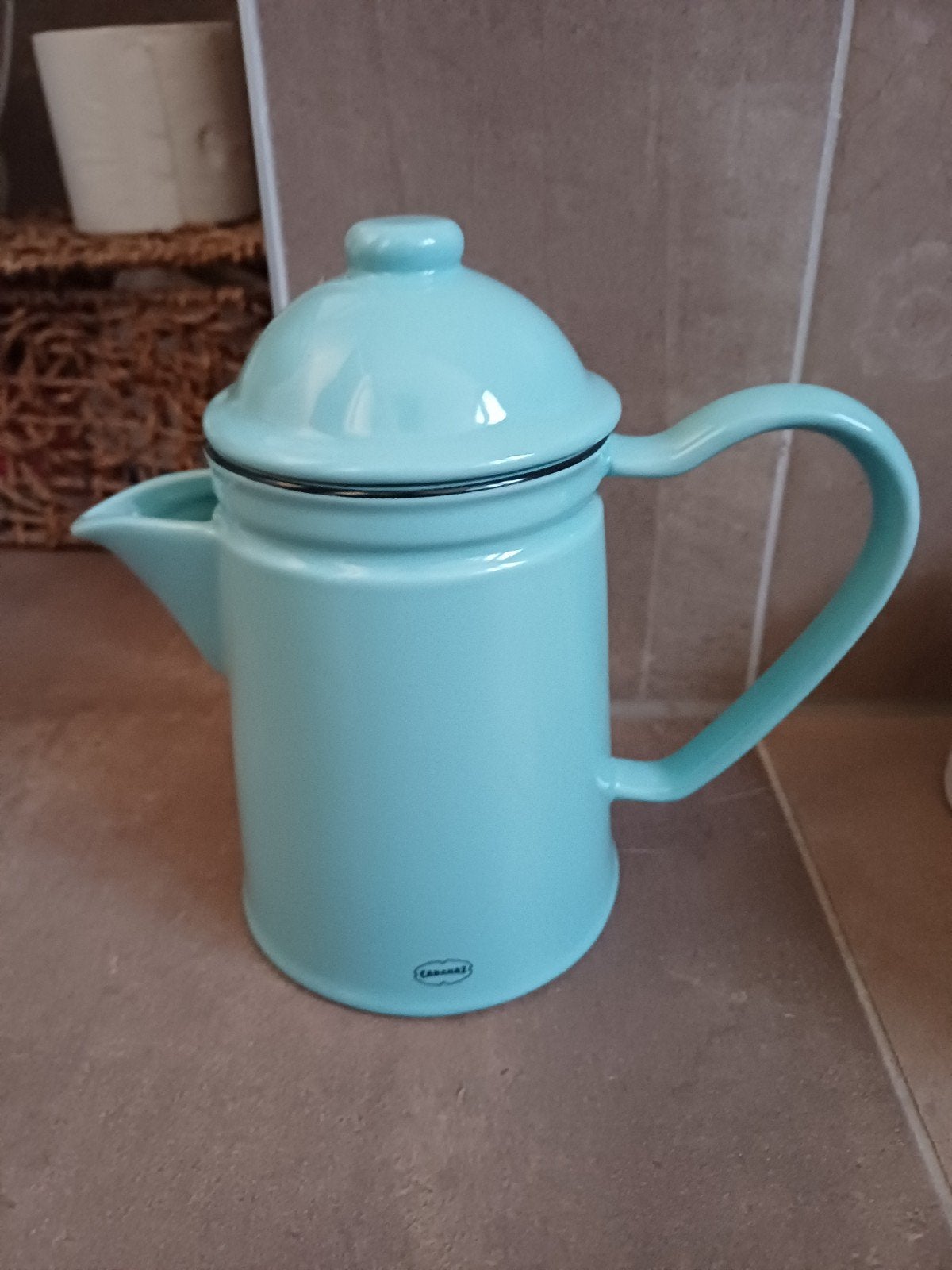 Cabanaz Theepot/Fluitketel - Mintgroen Emaille, Theepot/fluitketel, Groen, Ophalen of Verzenden, Zo goed als nieuw