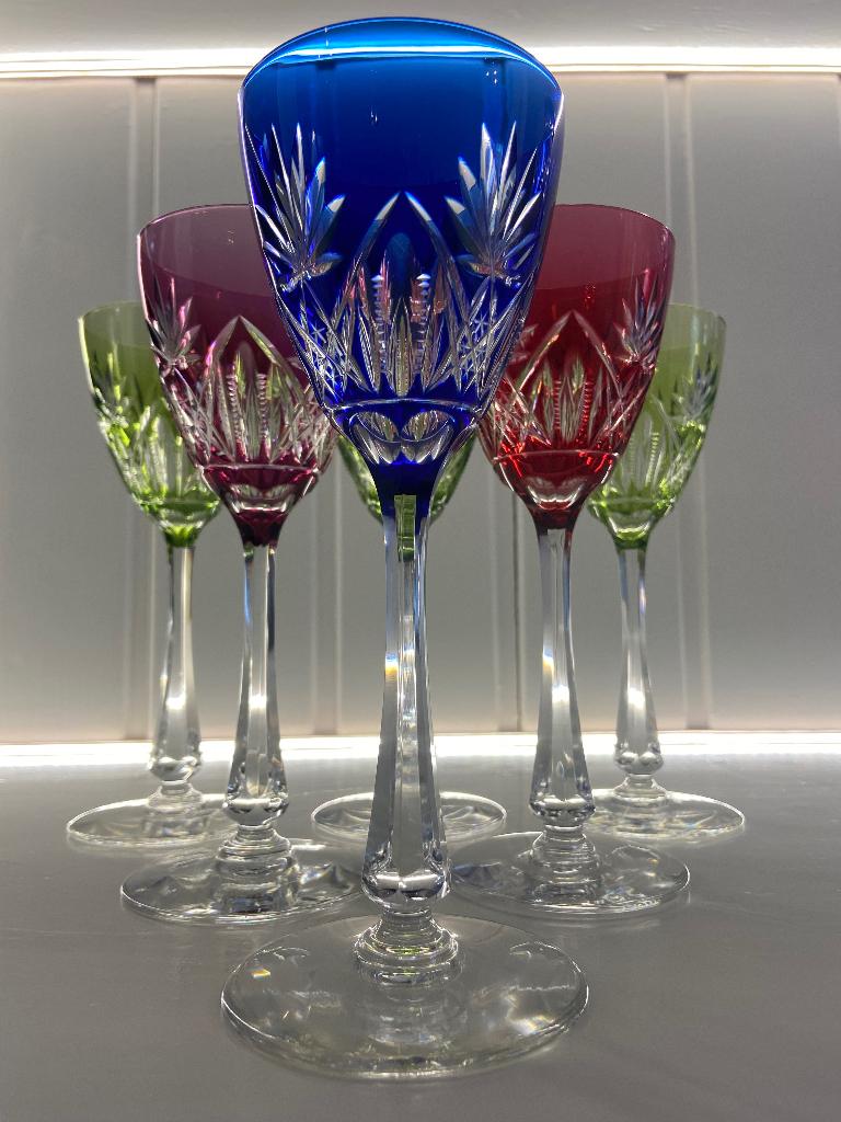 Set van 6 wijnglazen “Lubin” Val Saint Lambert, Antiek en Kunst, Ophalen of Verzenden