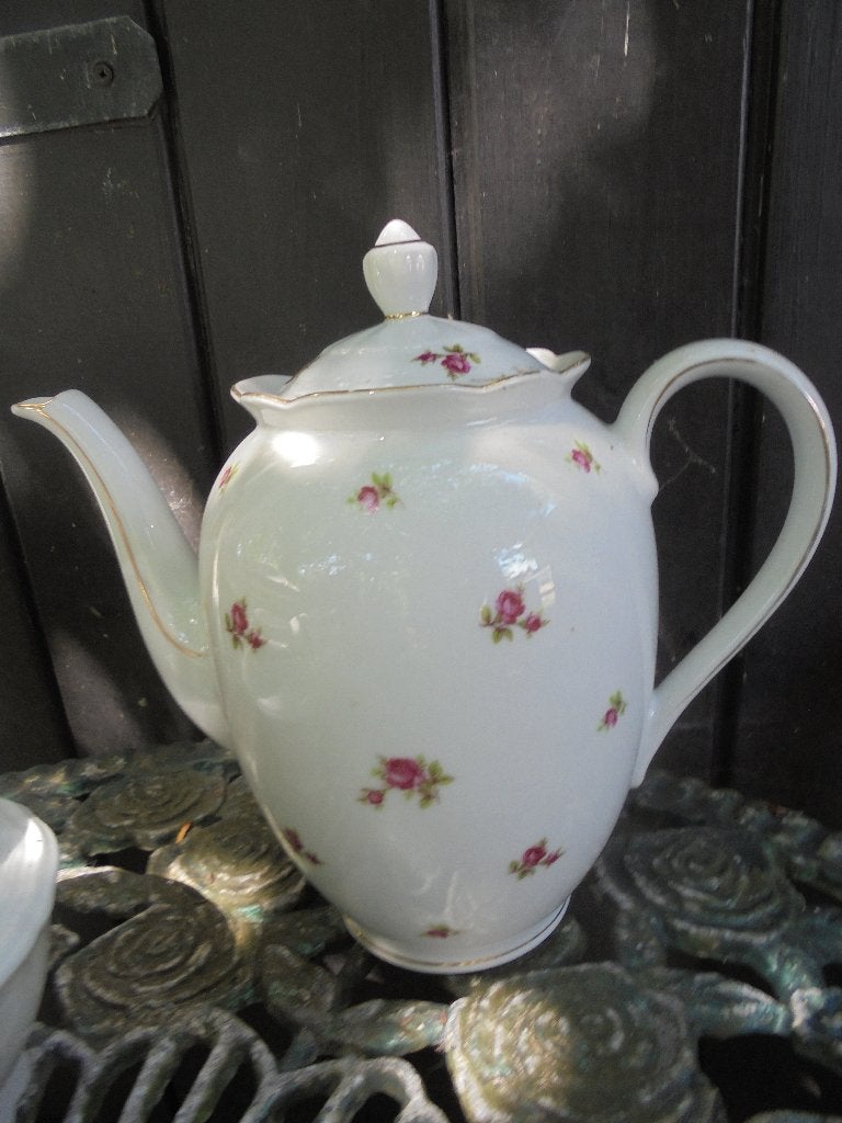 Koffiepot Bareuther Bavaria vol roze roosjes + meer delen, Ophalen of Verzenden