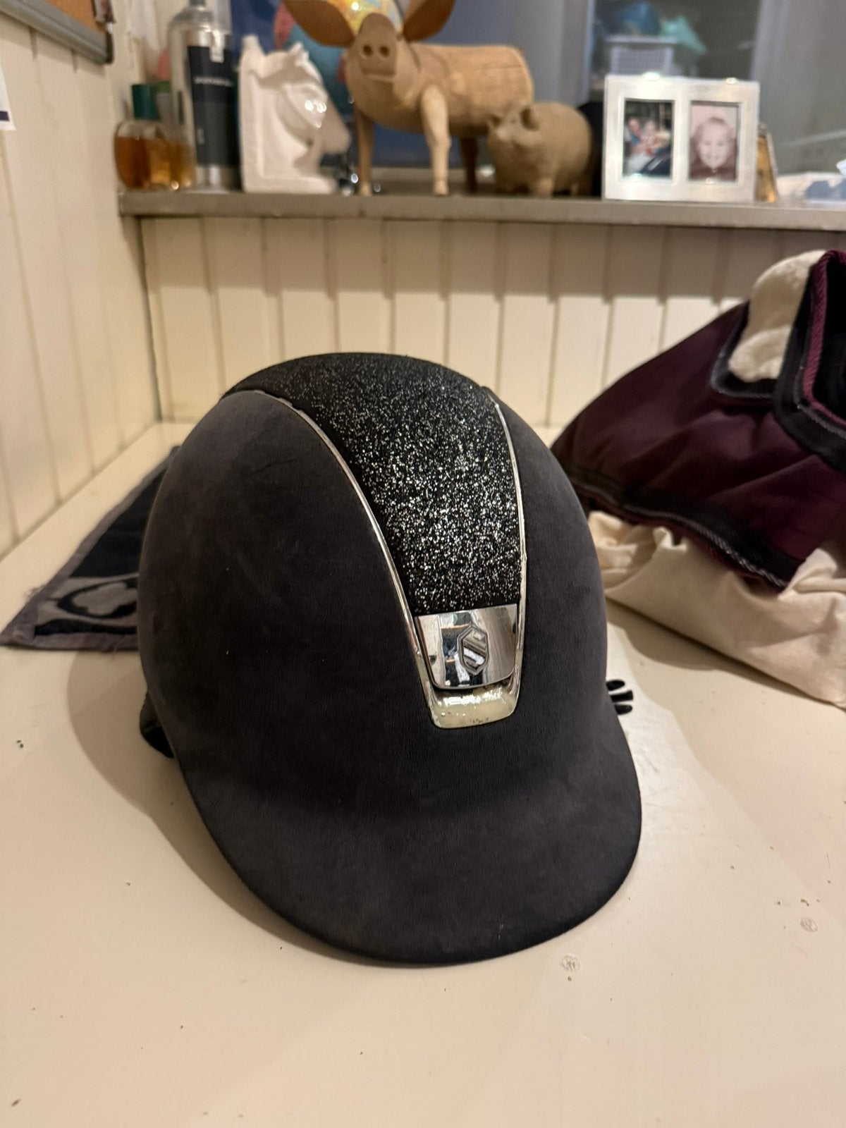 ‼️Blauwe samshield cap schaal L, Paardrijcap, Ophalen of Verzenden, Gebruikt