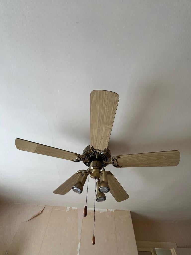Vintage plafondventilator met verlichting, Ophalen, Gebruikt, Vintage, Minder dan 50 cm