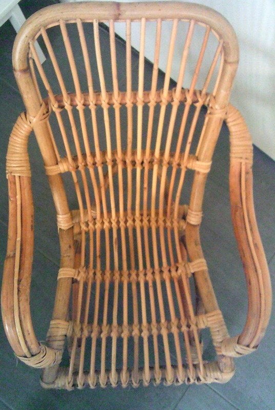 Rotan kinderstoel met spijlen naturel look, Kinderen en Baby's, Kinderkamer | Tafels en Stoelen, Ophalen, Gebruikt, Stoel(en)