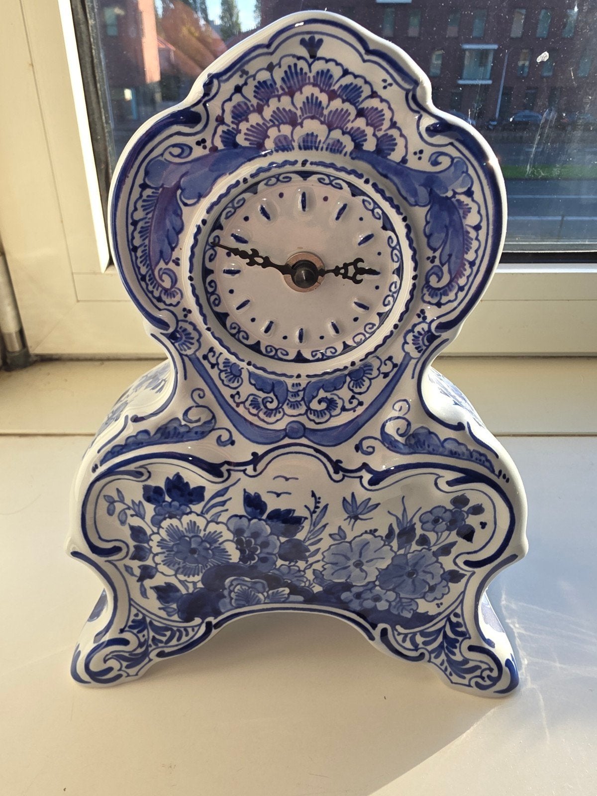 Delfts Blauw Porseleinen Schouwklok - Handbeschilderd, Antiek en Kunst, Ophalen of Verzenden