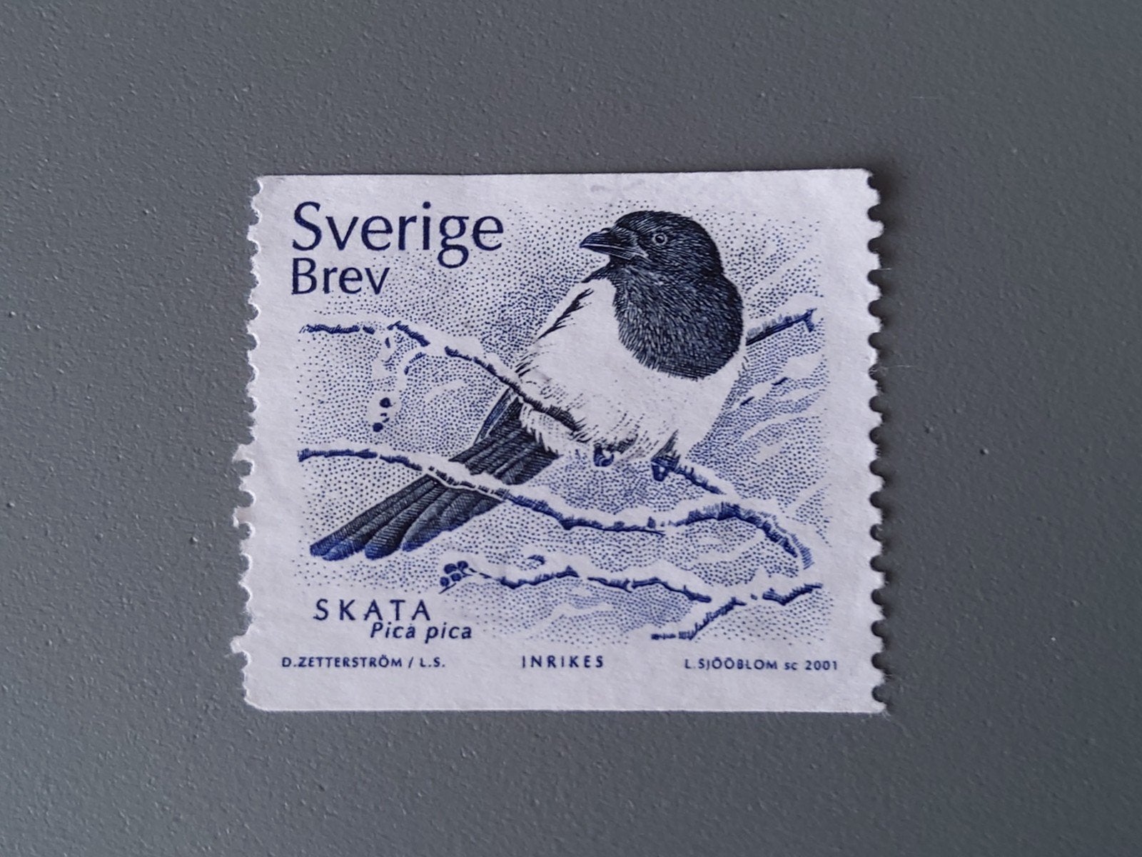 Zweedse Postzegel - Ekster (Pica pica) 2001, Ophalen of Verzenden