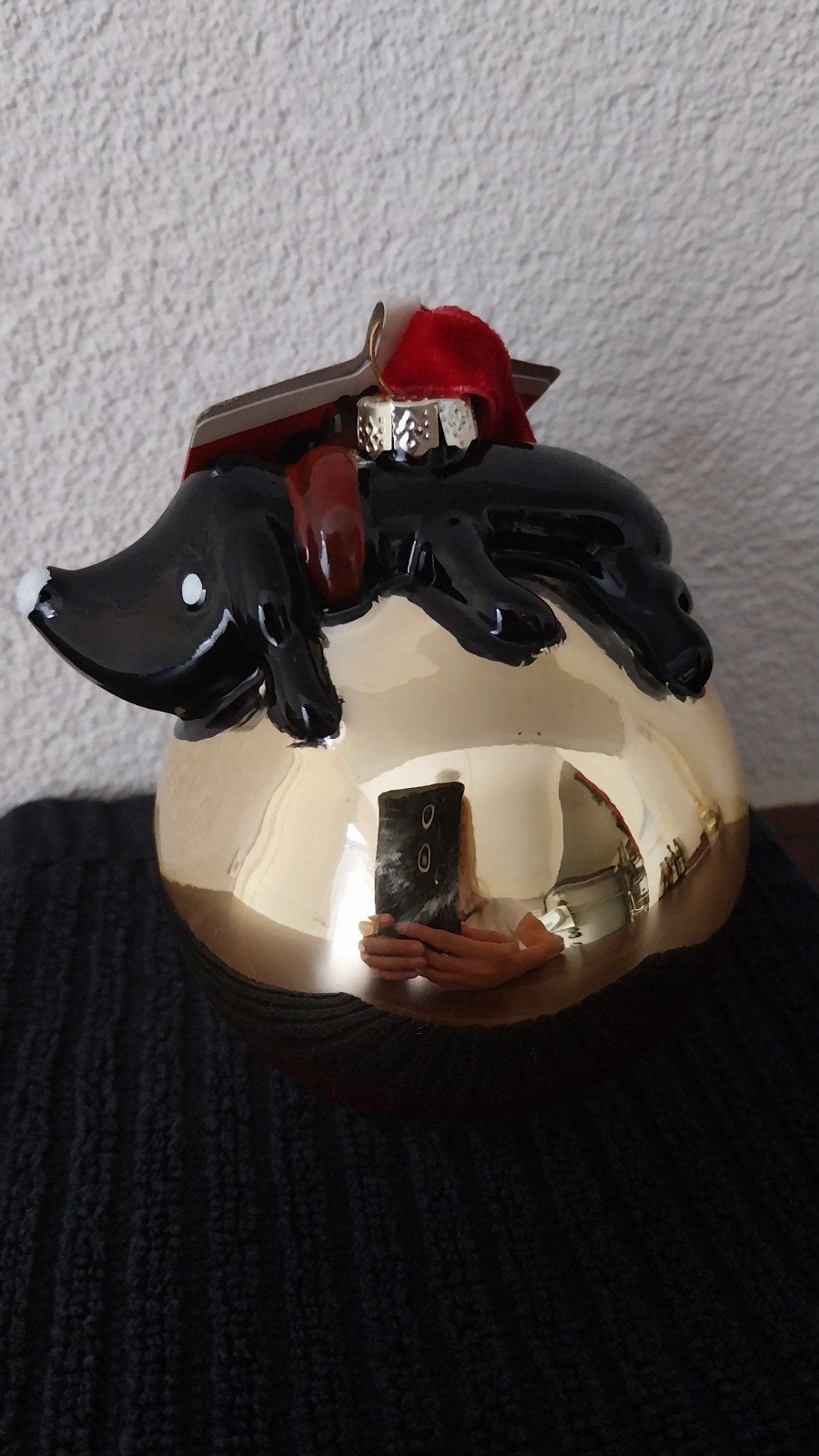 gouden glazen Takkie kerstbal, Verzenden, Nieuw