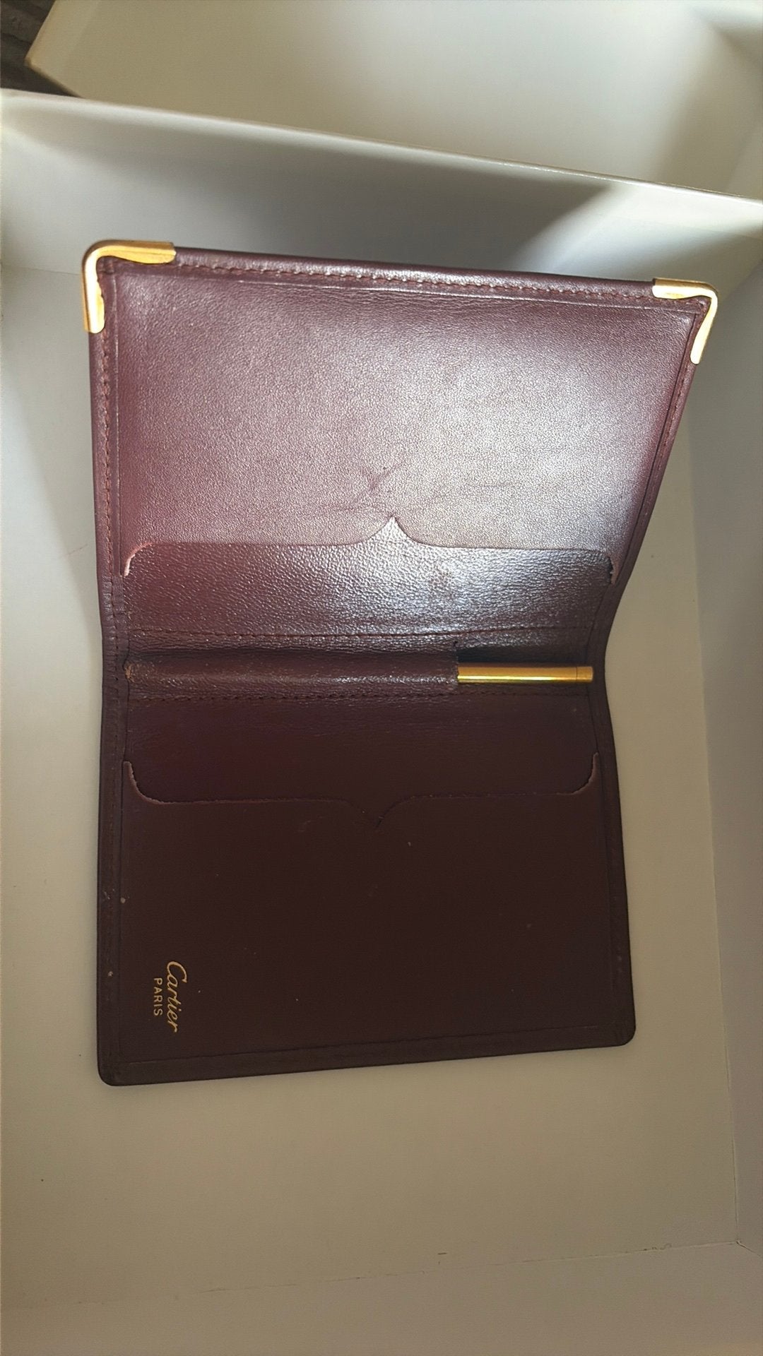 vintage Cartier leren documentenmap/pashouder of chequeboek, Sieraden, Tassen en Uiterlijk, Portemonnees, Verzenden, Gebruikt