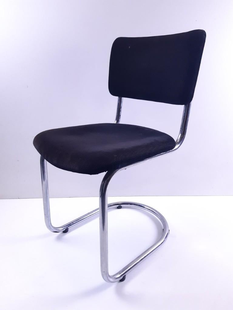 Vintage eetkamerstoel met buisframe Gispen 2001 de Wit, Ophalen, Gebruikt, Drie, Zwart