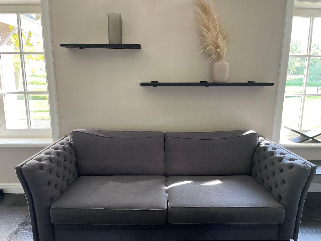Olav bank/loveseat en kloostertafel landelijk wonen, Huis en Inrichting, Ophalen, Gebruikt, 75 tot 100 cm, Rechte bank