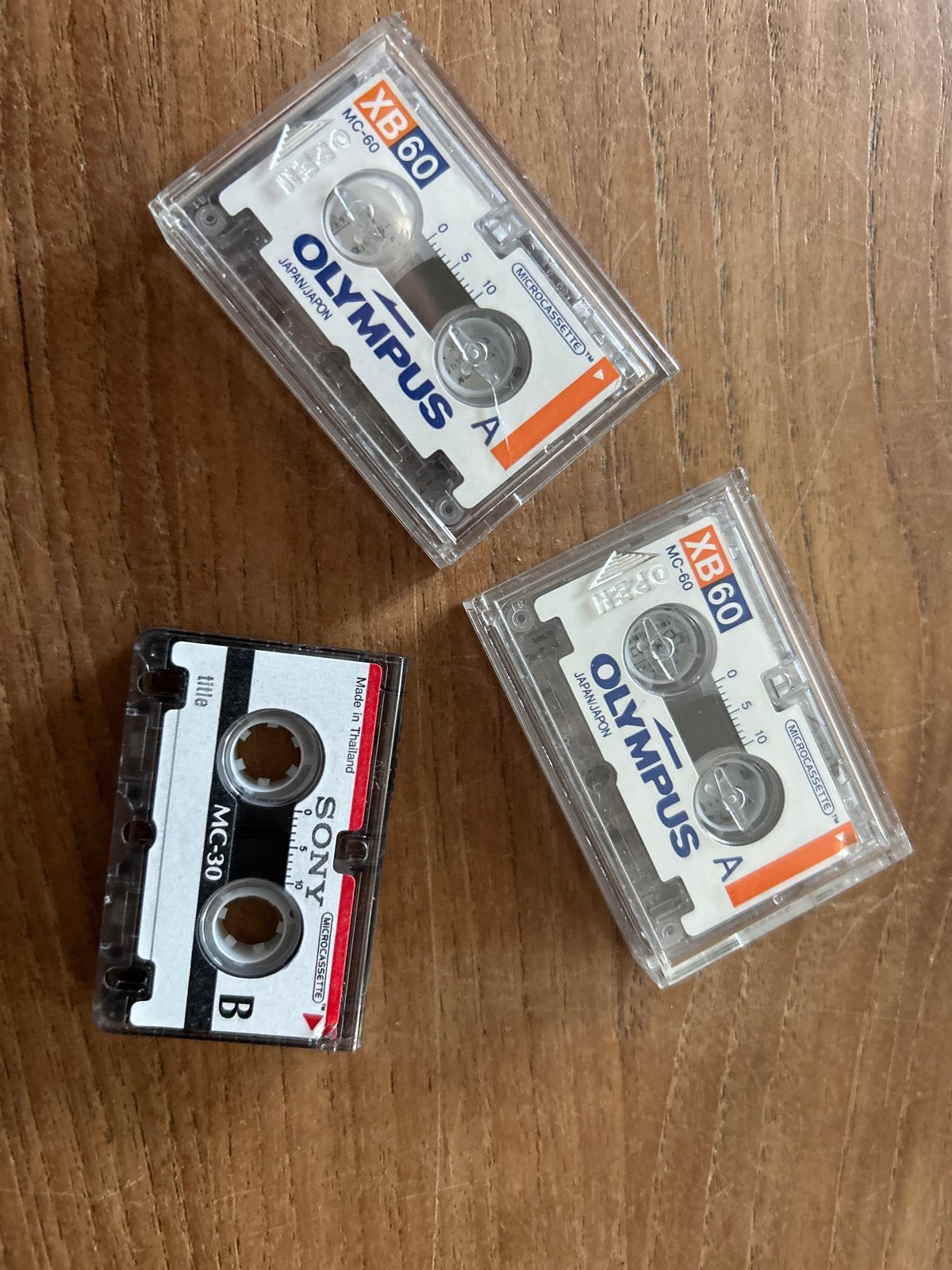 Olympus en Sony Microcassettes - 3 stuks, Gebruikt, 2 t/m 25 bandjes, Overige genres, Ophalen of Verzenden