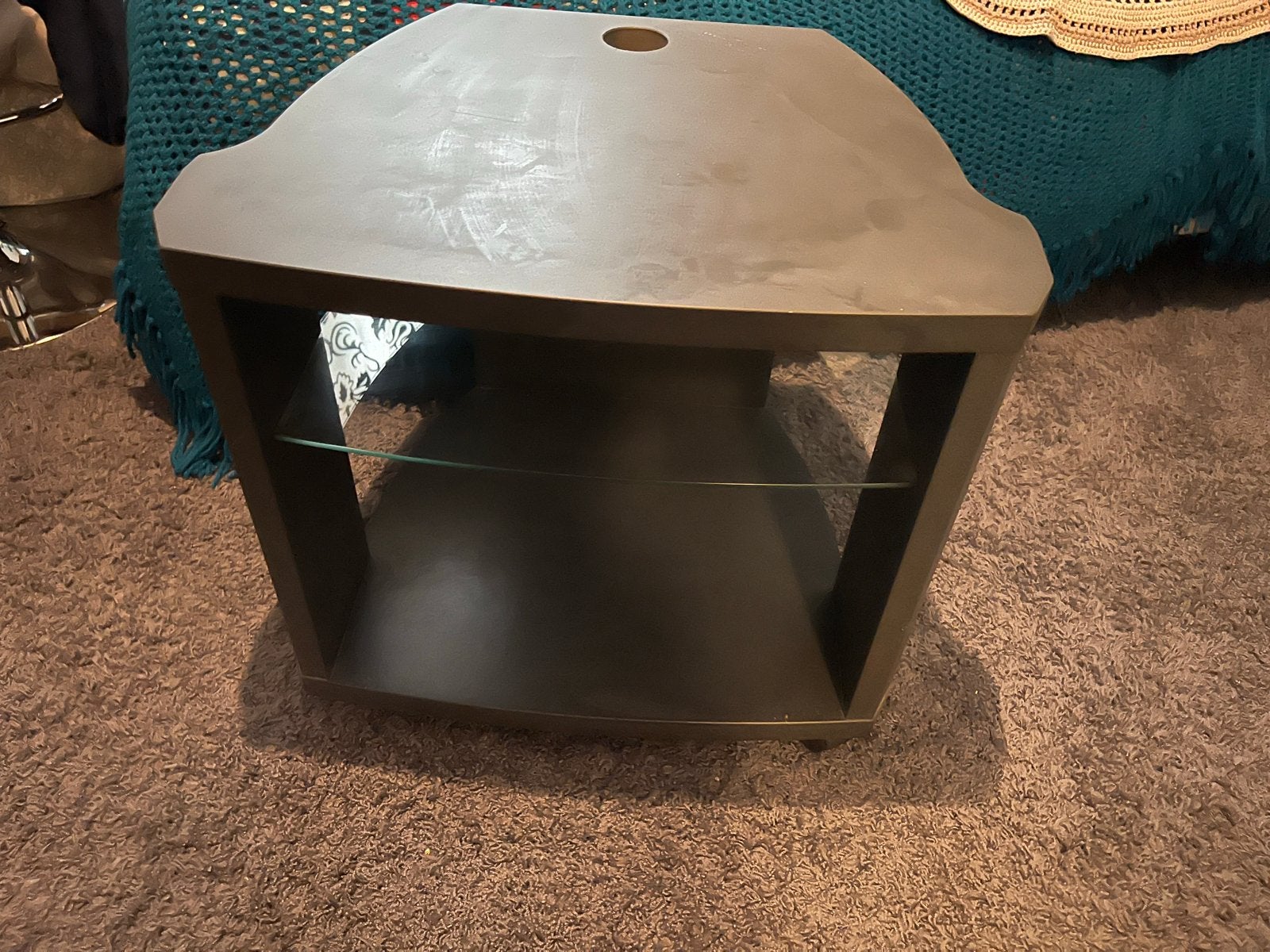 Tv tafel met glasplaat en wieltjes, Ophalen, Gebruikt, 50 tot 100 cm, Glas