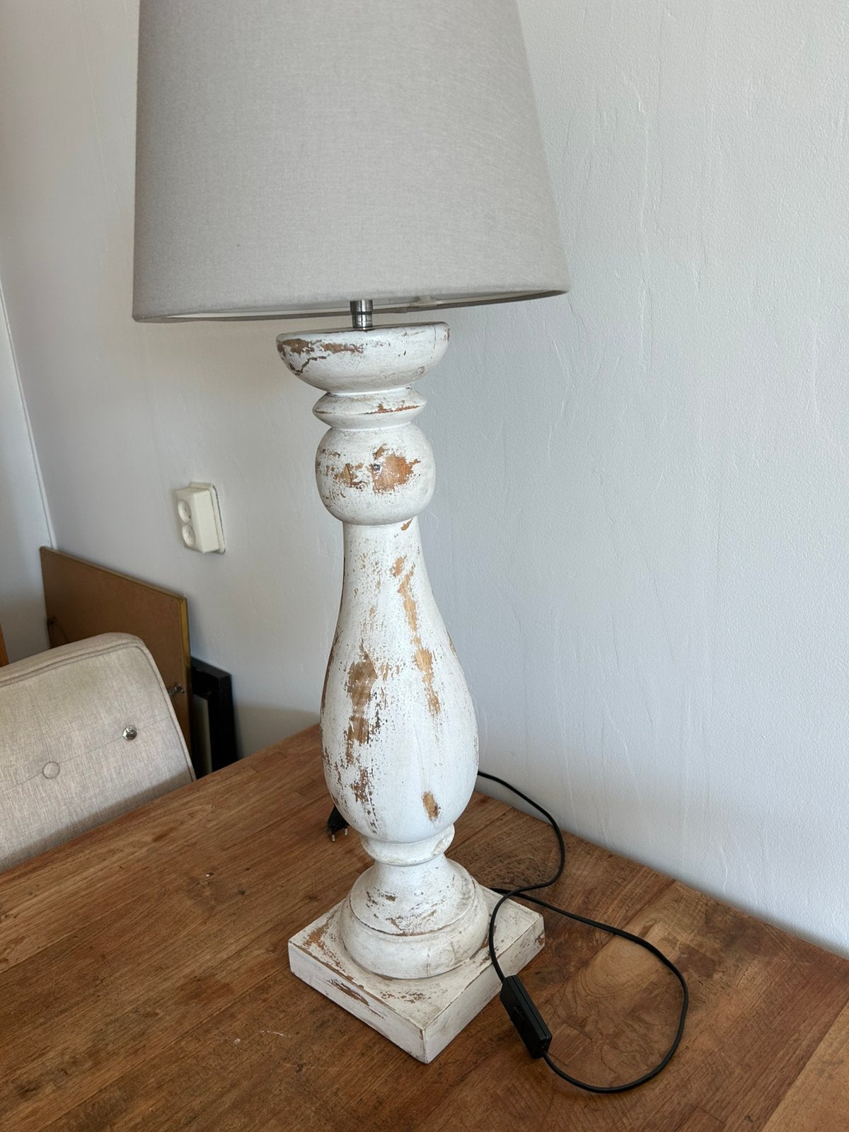 Landelijke Staande houten tafel lamp, Ophalen, Overige merken, Met kap, Zo goed als nieuw