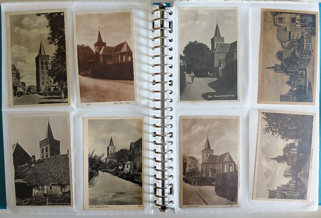Verzameling ansichkaarten van de Oude Kerk in Ede, Ophalen, 1920 tot 1940, Gelopen, Stad of Dorp