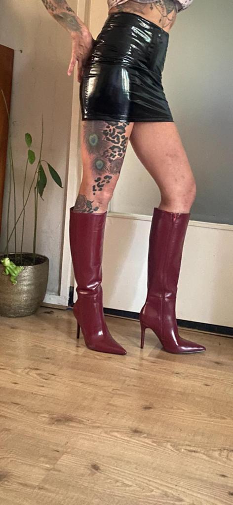 Sexy , Bordeaux ,Stiletto laarzen., Hoge laarzen, Nieuw, Ophalen of Verzenden, Rood