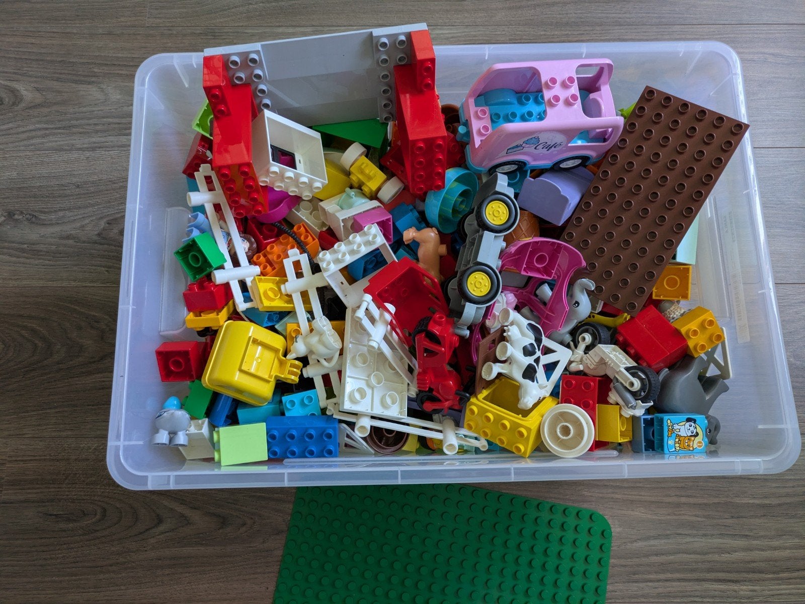 Grote bak Duplo met groene grondplaat, Ophalen, Gebruikt, Losse stenen, Duplo