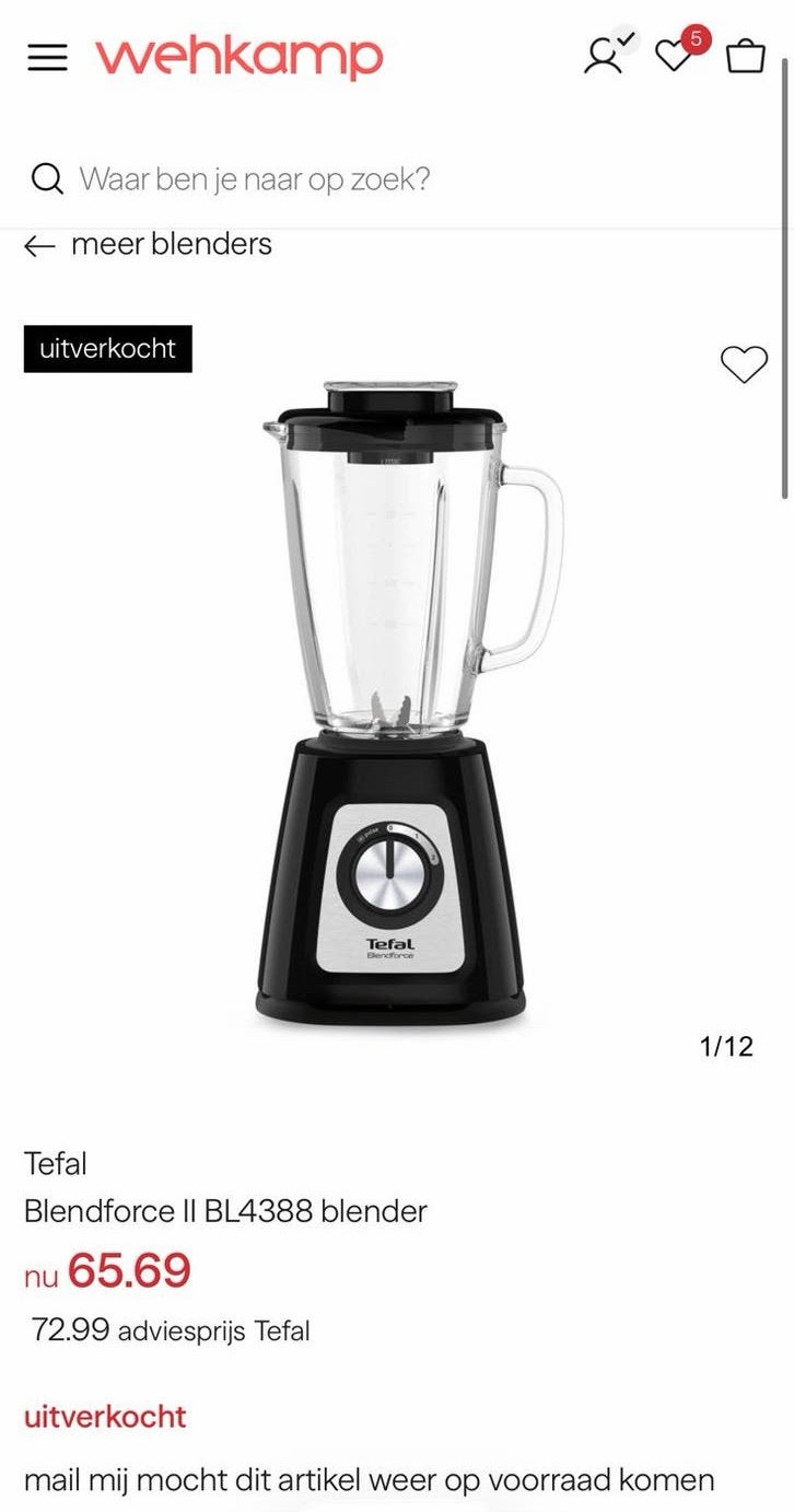 Tefal blender, Ophalen of Verzenden, Zo goed als nieuw, Blender