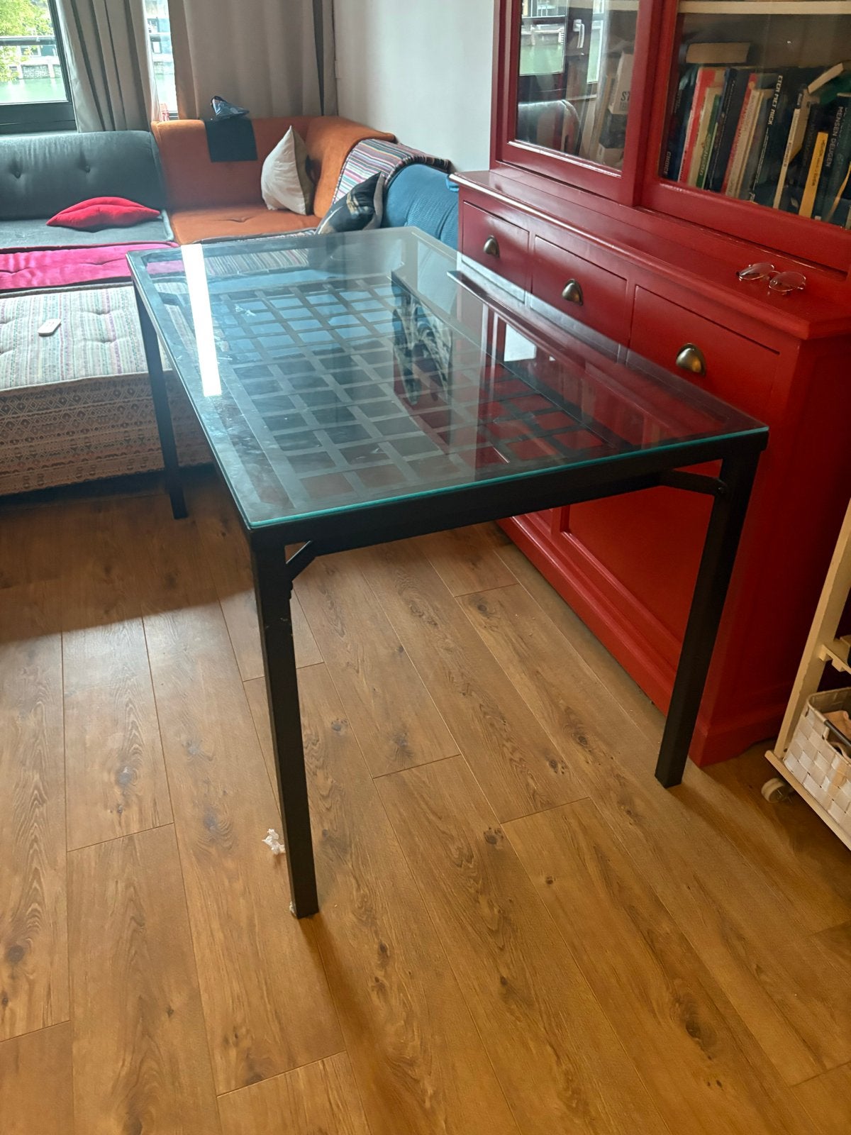 GEDEMONTEERD Gratis eettafel op te halen, Huis en Inrichting, Ophalen, Gebruikt, 50 tot 100 cm, Glas