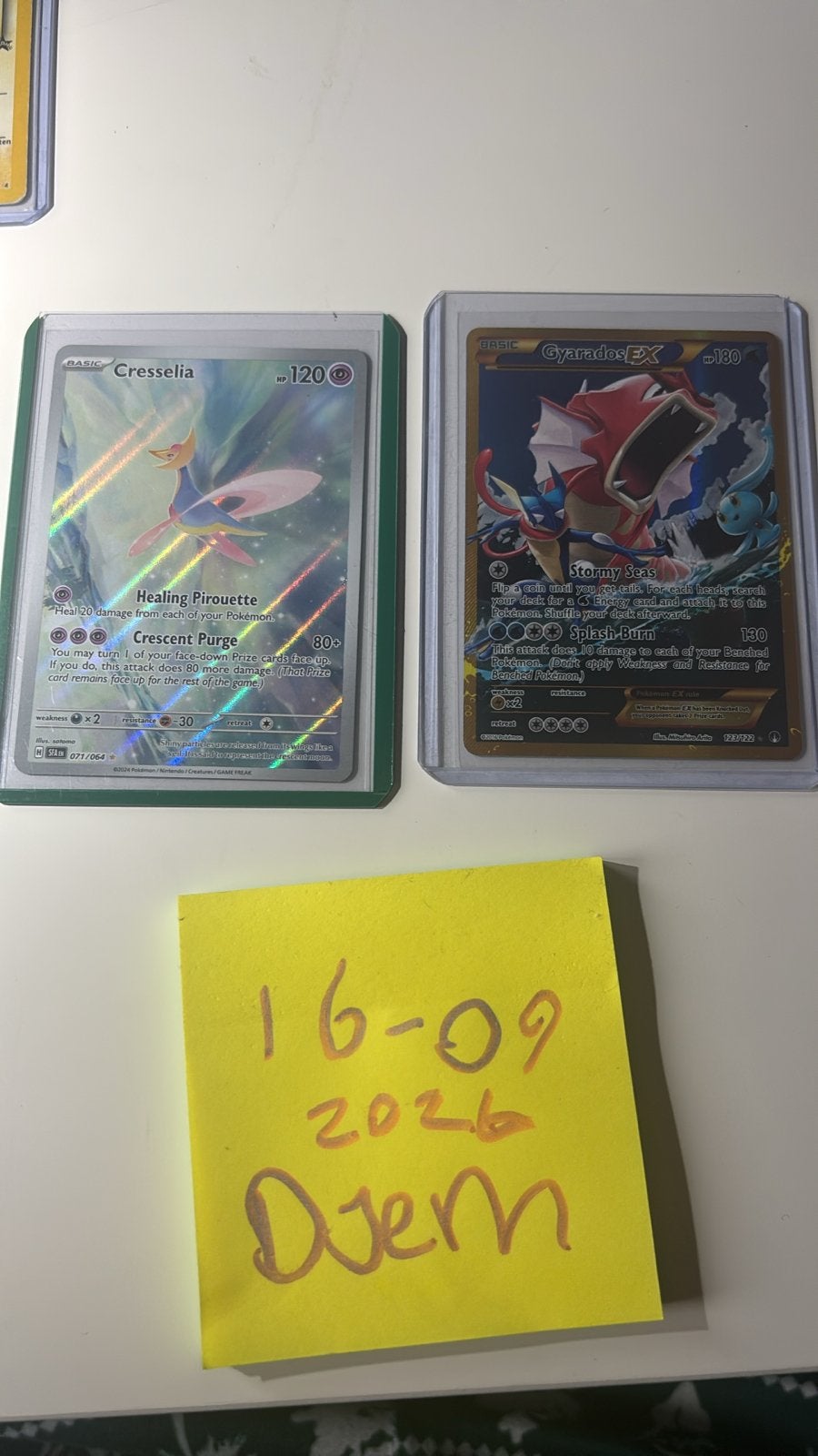 Gyarados EX Breakpoint & Cresselia Shrouded Fable, Hobby en Vrije tijd, Ophalen of Verzenden, Gebruikt, Meerdere kaarten, Foil