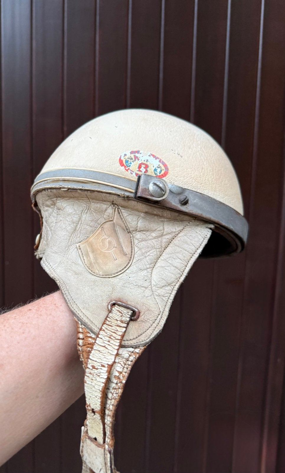 Oude K.N.M.V. Pothelm - Oldtimer Brommer Helm, Fietsen en Brommers, Ophalen of Verzenden, Gebruikt, Overige typen, Overige merken