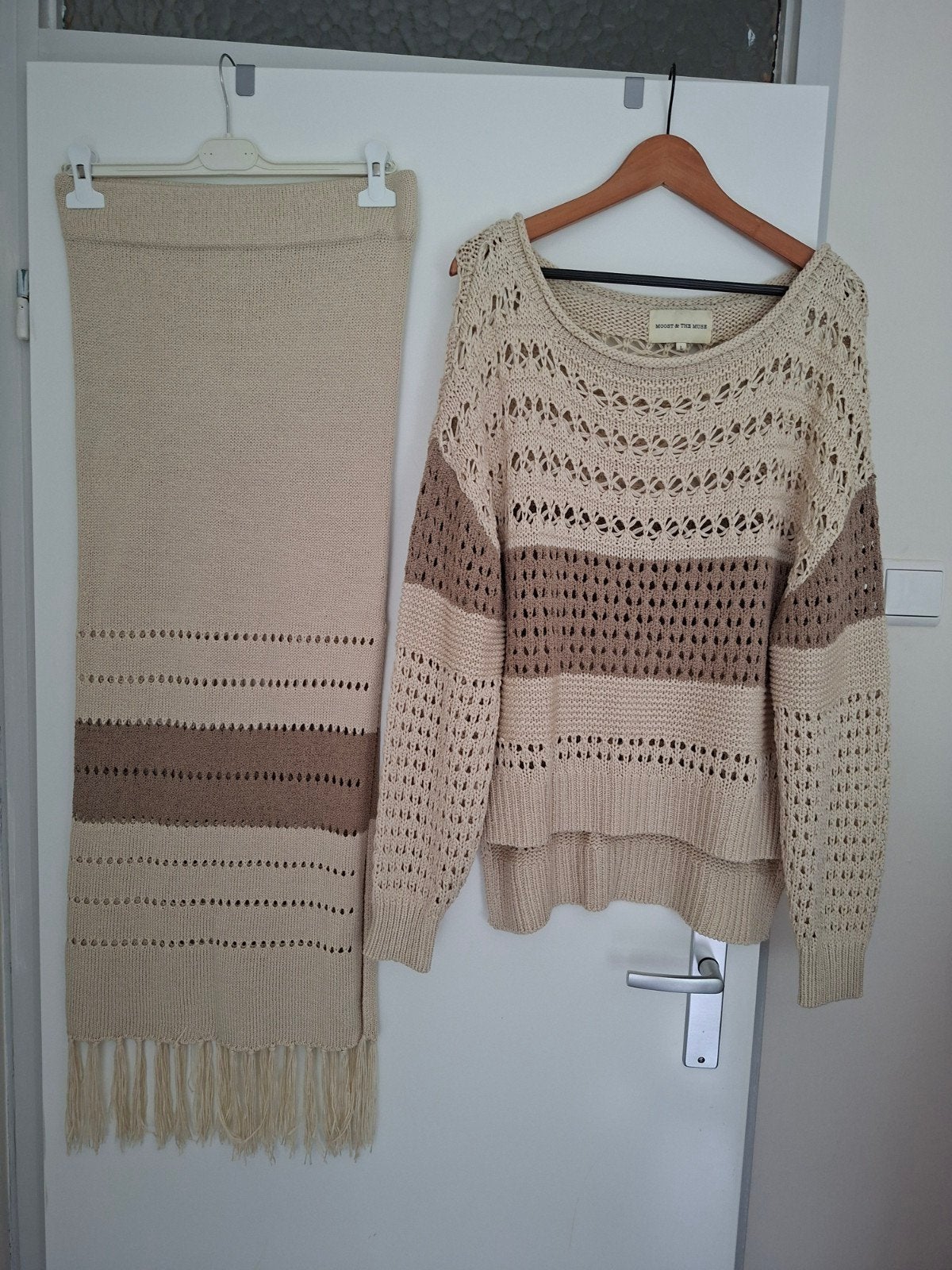 Moost Wanted Set: Rok met Split, Fringe & Trui - Maat L, Kleding | Dames, Ophalen of Verzenden