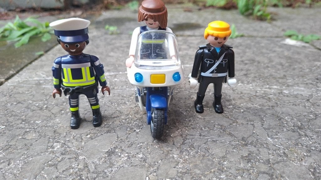 Playmobil politie motor met 3 agenten, Kinderen en Baby's, Speelgoed | Playmobil, Gebruikt, Losse onderdelen, Voertuig, Ophalen of Verzenden