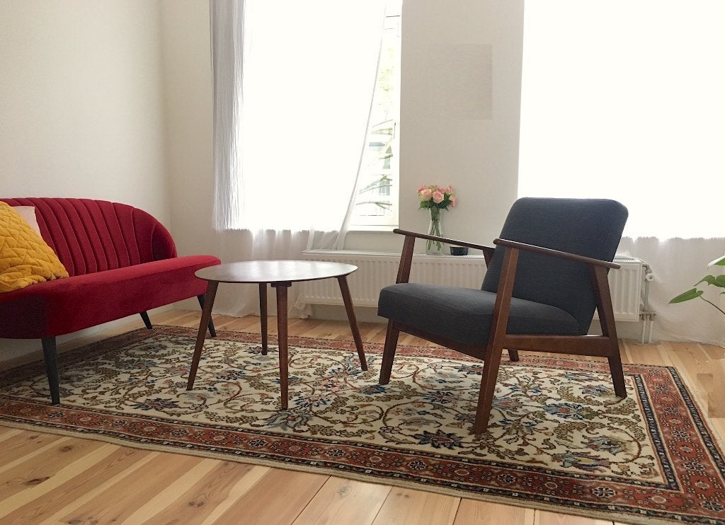 Ikea Fauteuil, koffietafel, rood velvet bankje ~ los/samen, Ophalen, Modern/vintage, Gebruikt, Stof