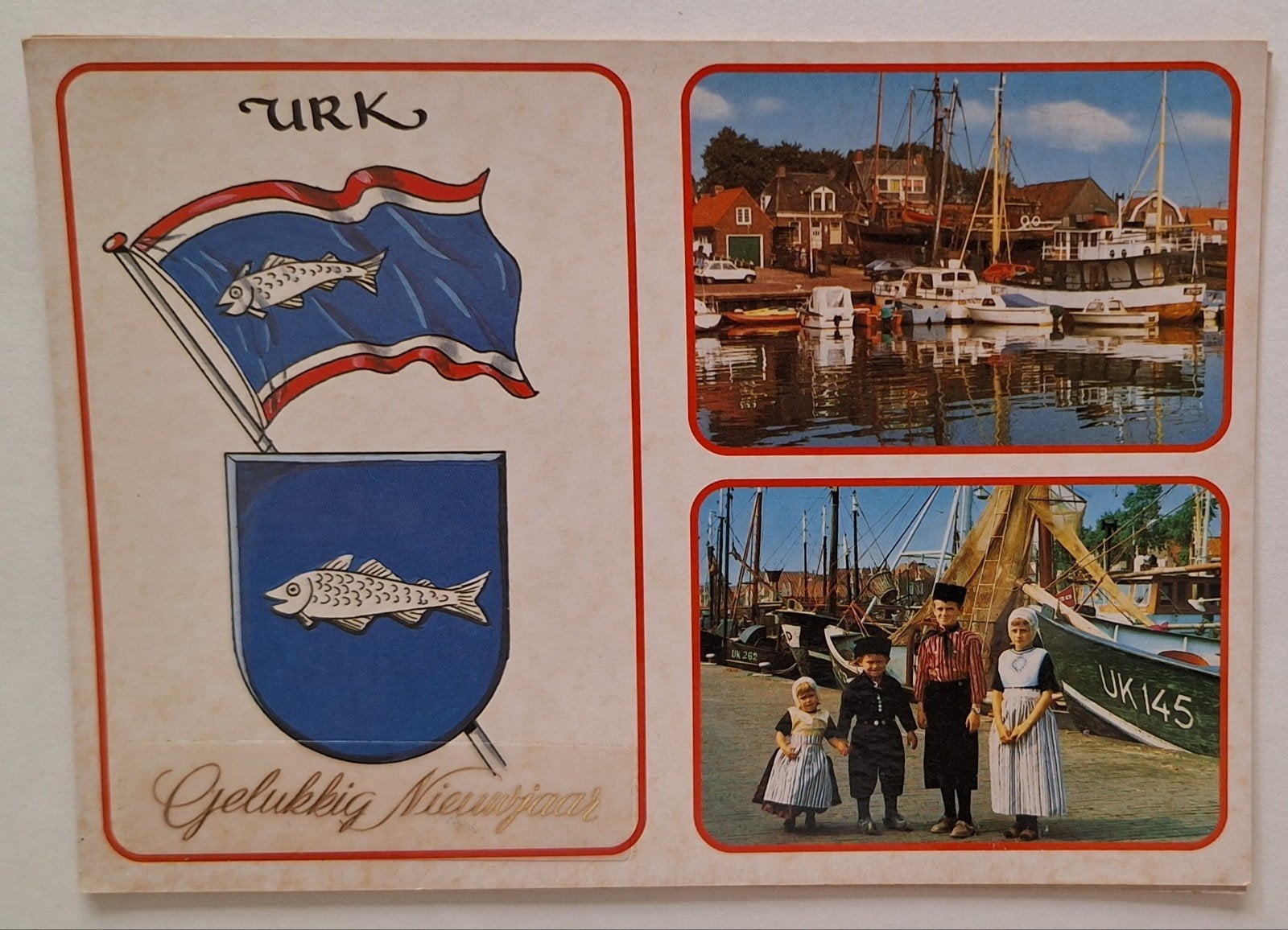 Ansichtkaart Urk - Gelukkig Nieuwjaar - Meulen's EEG-M-D, Ophalen of Verzenden