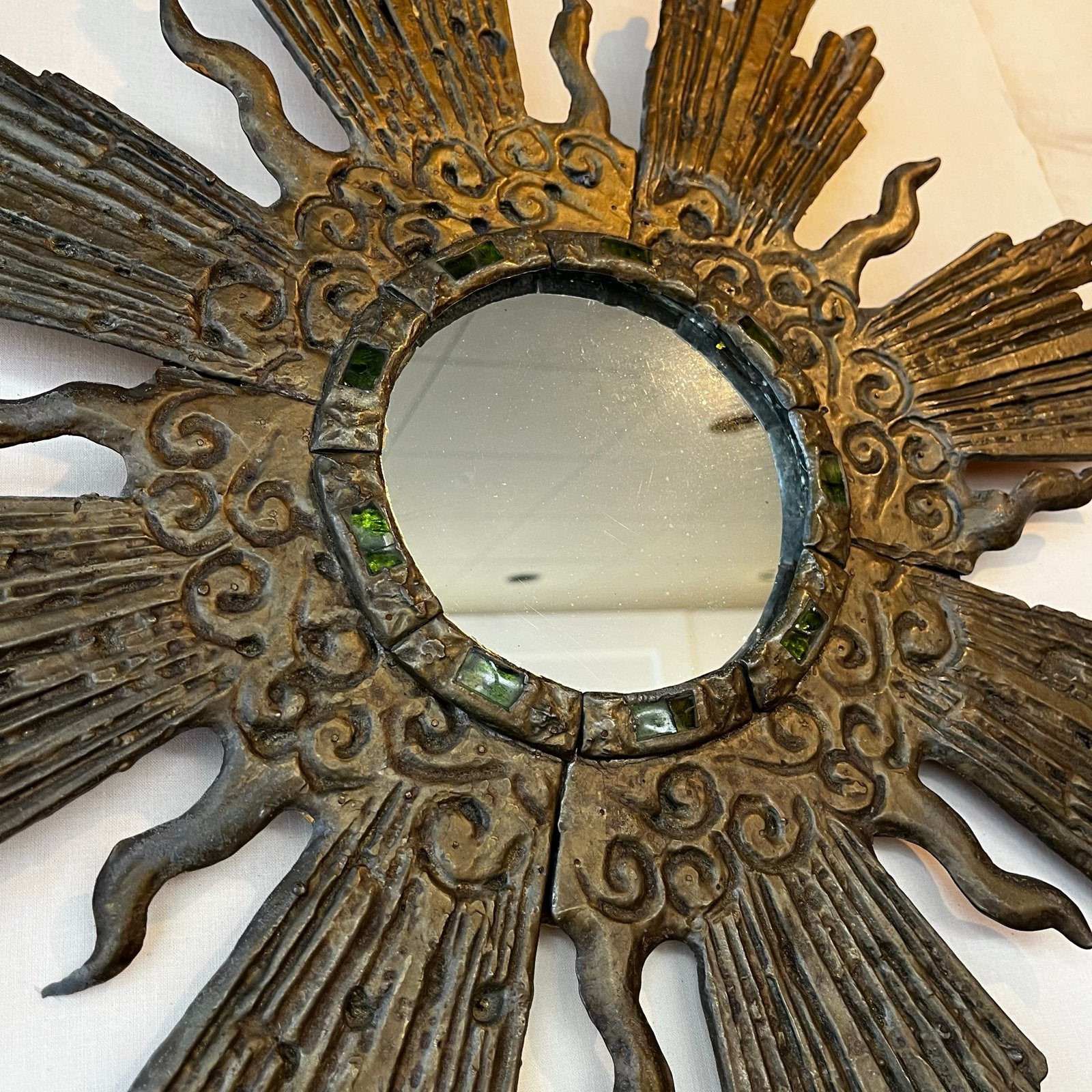 Zonnespiegel Lood & Glas Irena Jaworski Vintage, Antiek en Kunst, Ophalen, Rond, 50 tot 100 cm