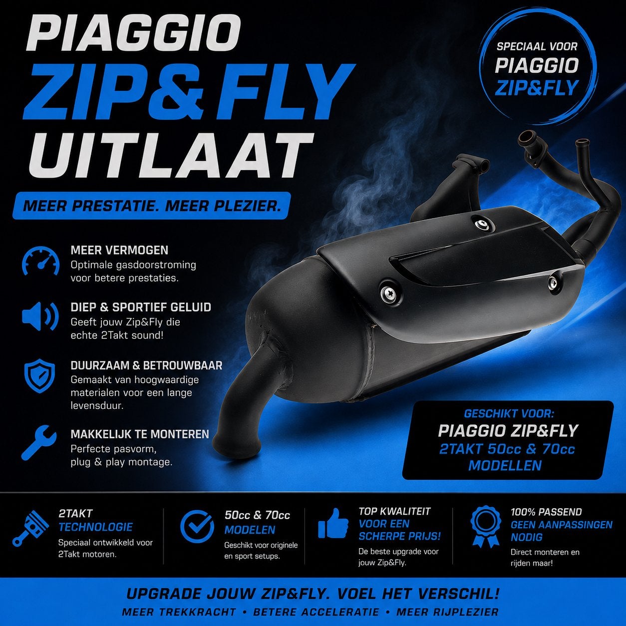 Piaggio Zip / Fly Uitlaat, Ophalen, Nieuw, Uitlaat, Piaggio