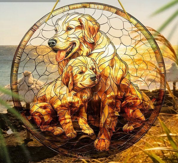 Raamhanger golden retriever met puppy, Verzenden, Nieuw