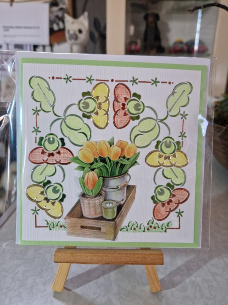 Kaartje hobbydots voorjaar tulpen in pot, Ophalen of Verzenden, Nieuw, Overige thema's