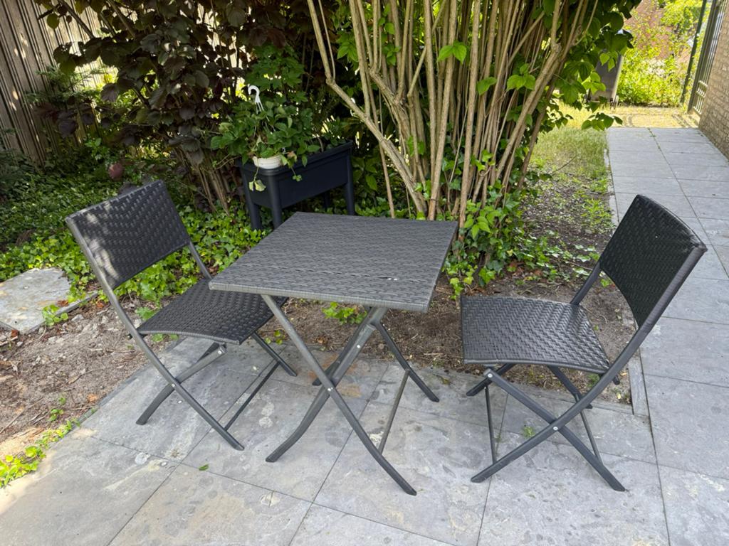Bistroset / tuinset voor op balkon of tuin, Tuin en Terras, Tuinsets en Loungesets, Kunststof, Gebruikt, Tuinset, Ophalen