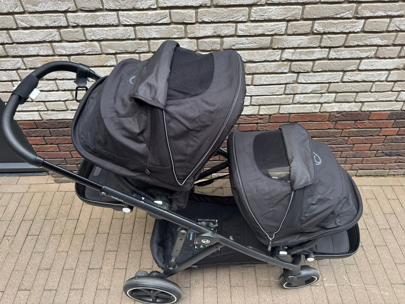 Cybex Gazelle S Zwart met 2 zitjes, Duowagen, Zo goed als nieuw, Ophalen, Kinderwagen