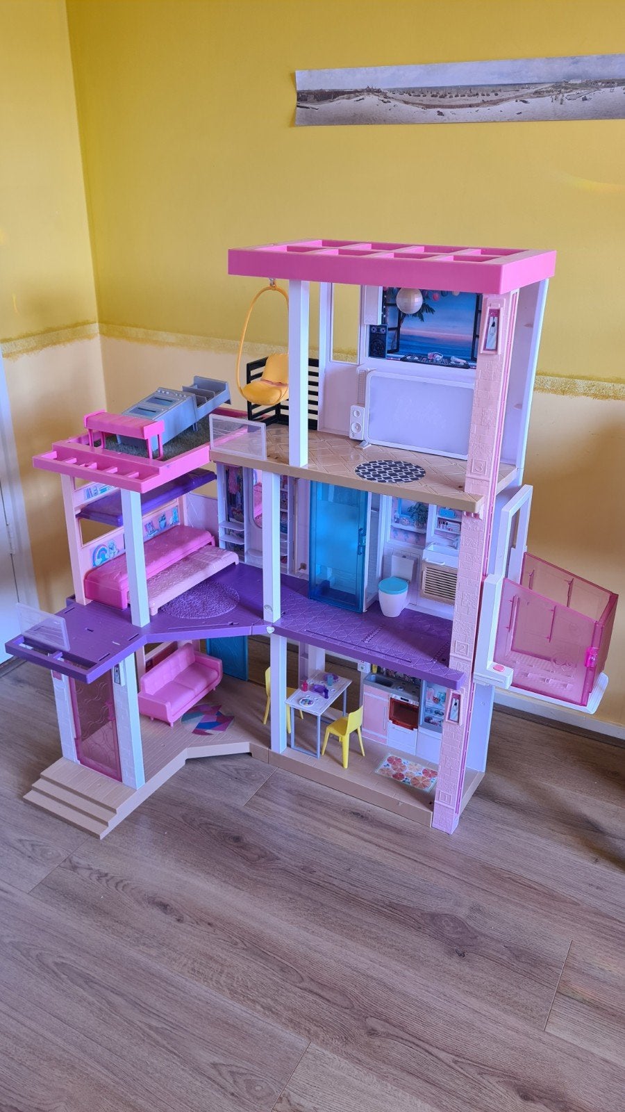 Groot Barbiehuis met glijbaan en zwembad, Ophalen, Gebruikt, Poppenhuis