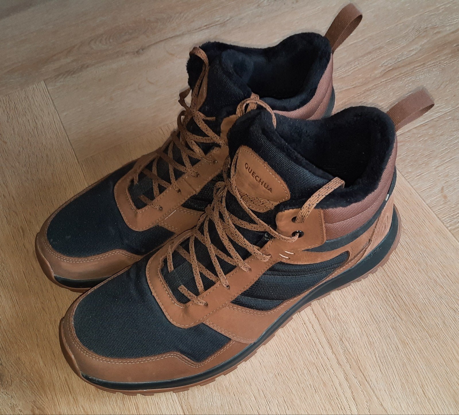 Quechua NH500 leren wandelschoenen, maat 47 - ZGAN, Ophalen of Verzenden, Zo goed als nieuw, Bruin, Wandelschoenen of Bergschoenen