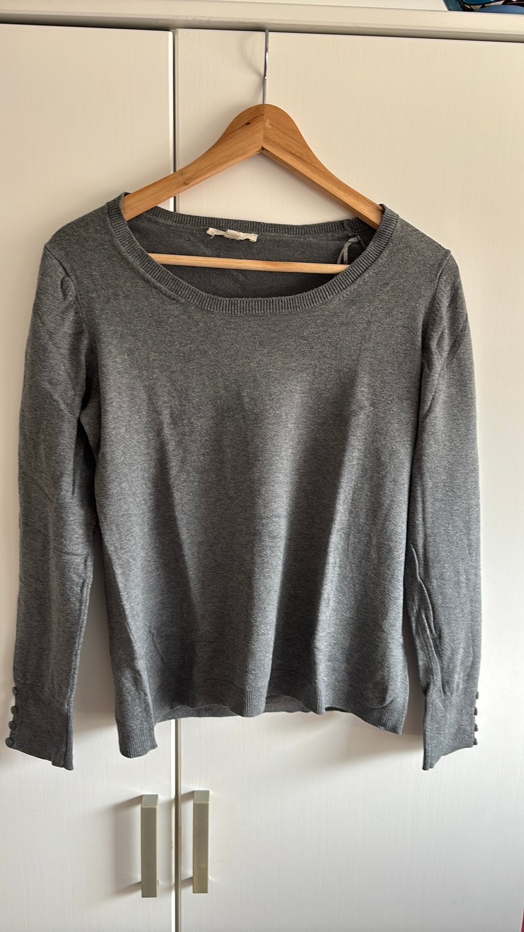 Esprit grijze sweater lange mouw maat L, Ophalen of Verzenden, Zo goed als nieuw, Maat 38/40 (M), Grijs