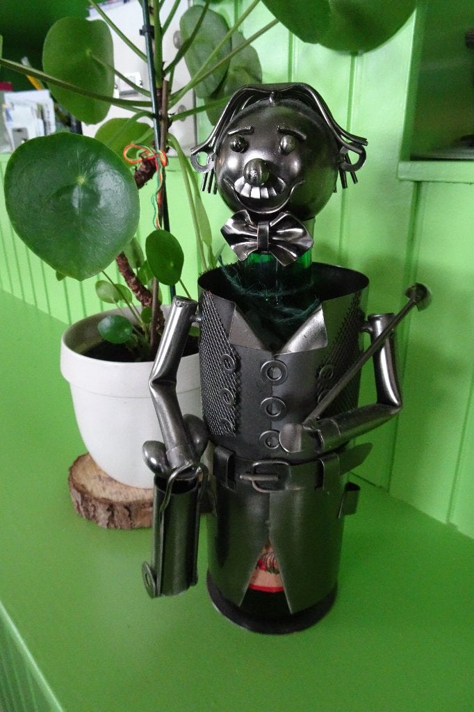 metalen wijnfleshouder golfer, Ophalen, Nieuw, Metaal, Beeldje(s)