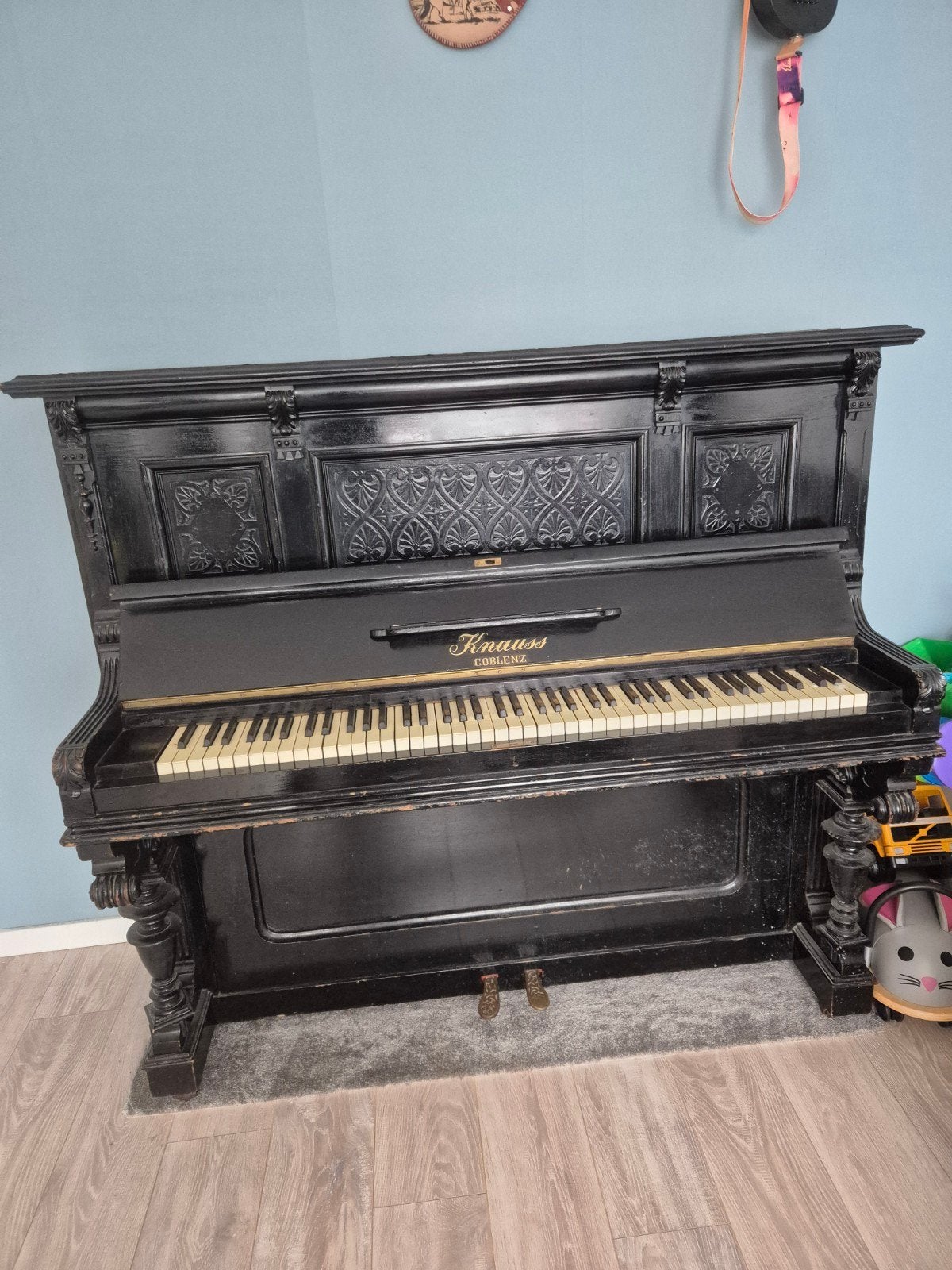Antieke Knauss Coblentz Piano - Zwart, Gebruikt, Ophalen of Verzenden