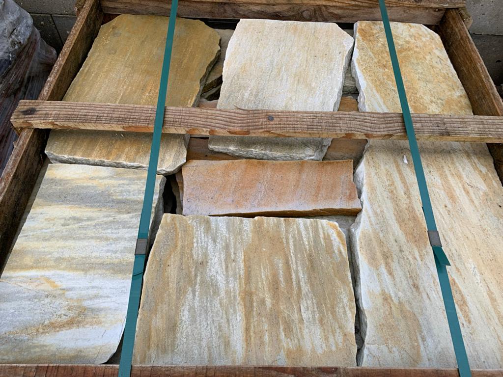 Brasil Yellow flagstones Stepstones Natuursteen, Nieuw, Ophalen of Verzenden, Terrastegels, Natuursteen