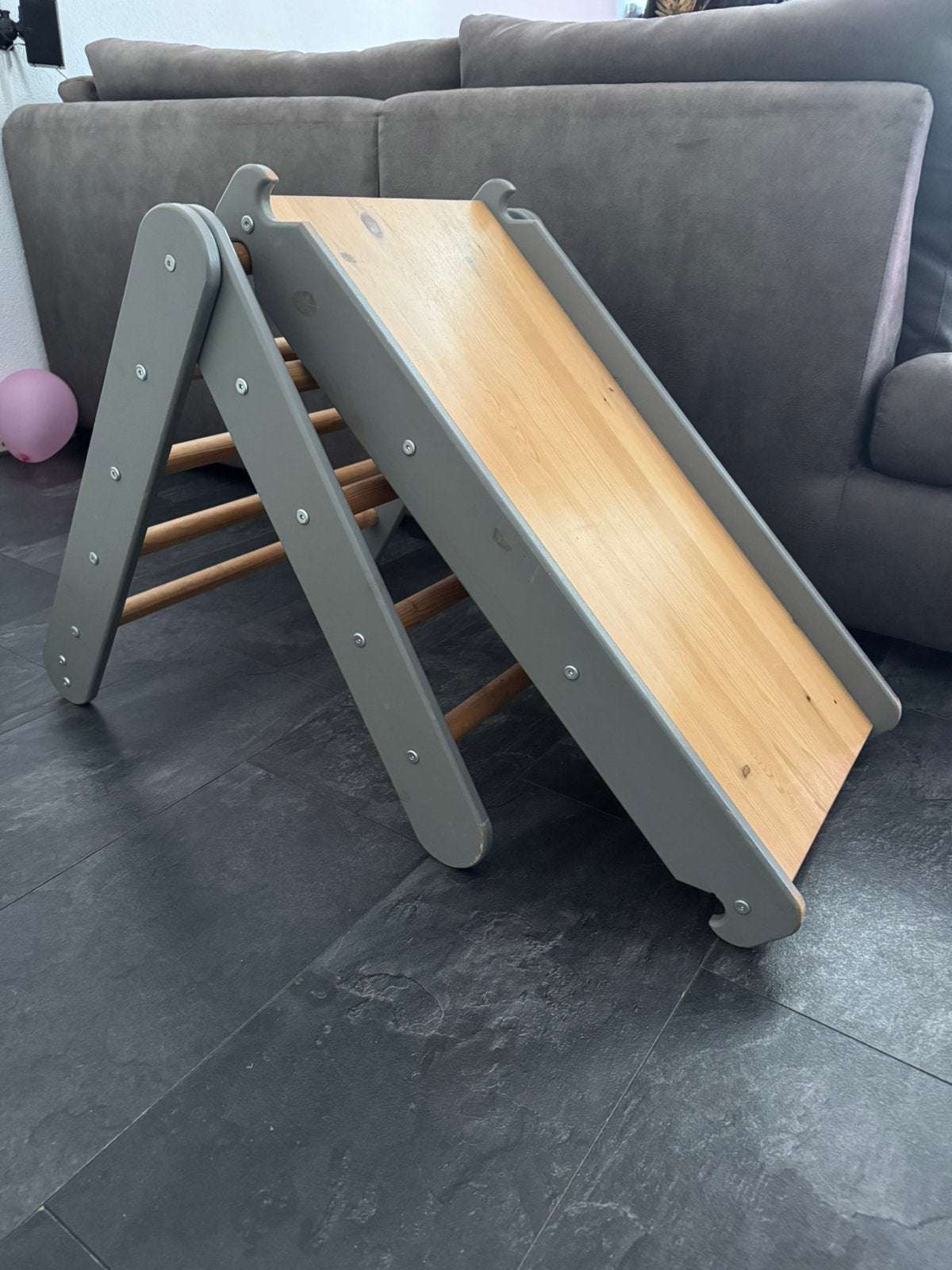 Montessori Klimladder Grijs-Glijbaan-Wand 2-in-1, Kinderen en Baby's, Ophalen, Gebruikt, Glijbaan
