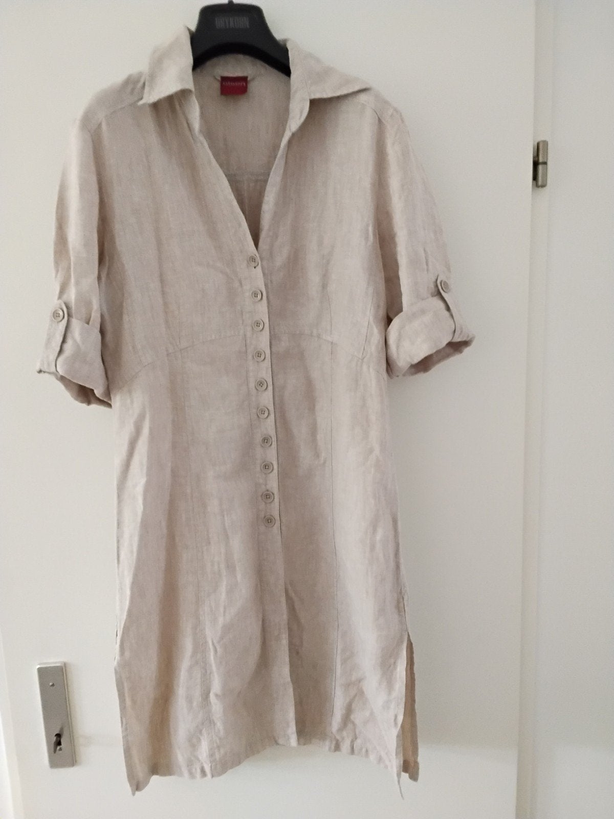 Jurk blouse linnen Olsen 36 beige, Ophalen of Verzenden, Zo goed als nieuw, Maat 36 (S), Beige