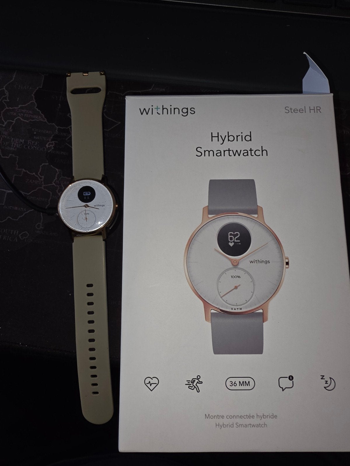 Withings Steel HR Hybrid Smartwatch - Zo goed als nieuw, Withings, Ophalen of Verzenden, Zo goed als nieuw, Waterdicht