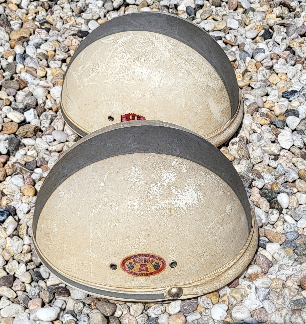 2 oude vintage scooterhelmen KNMV / Scoot-Cap jaren 50/60, Ophalen of Verzenden