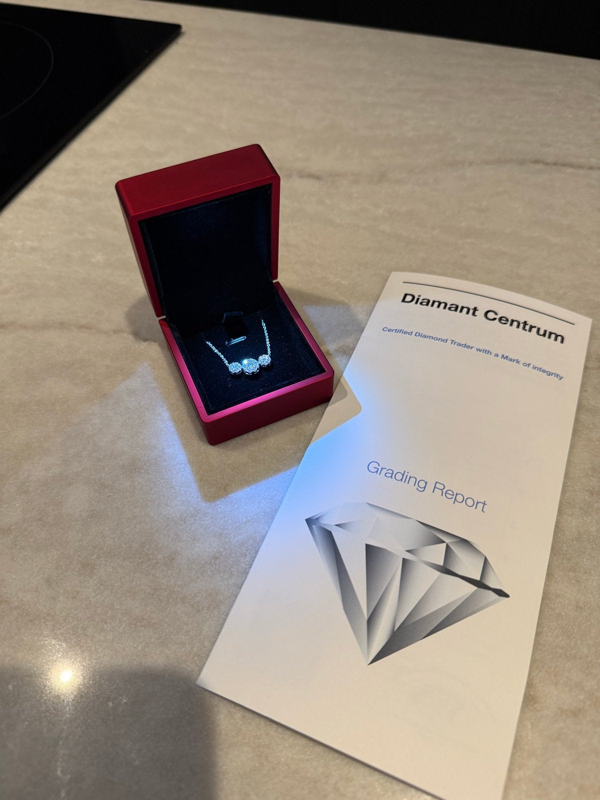 Witgouden ketting met prachtige diamanten, Ophalen, Wit, Zo goed als nieuw, Met edelsteen