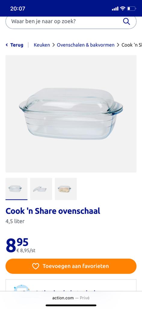 3 x glazen ovenschaal 4,5L Action als nieuw, Ophalen, Zo goed als nieuw