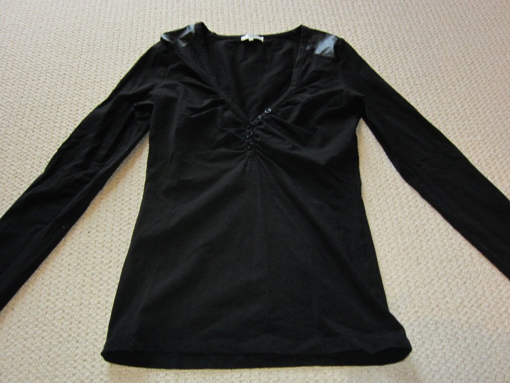zwarte top met v-hals van dept, maat xs, Zwart, Ophalen of Verzenden, Zo goed als nieuw, Lange mouw