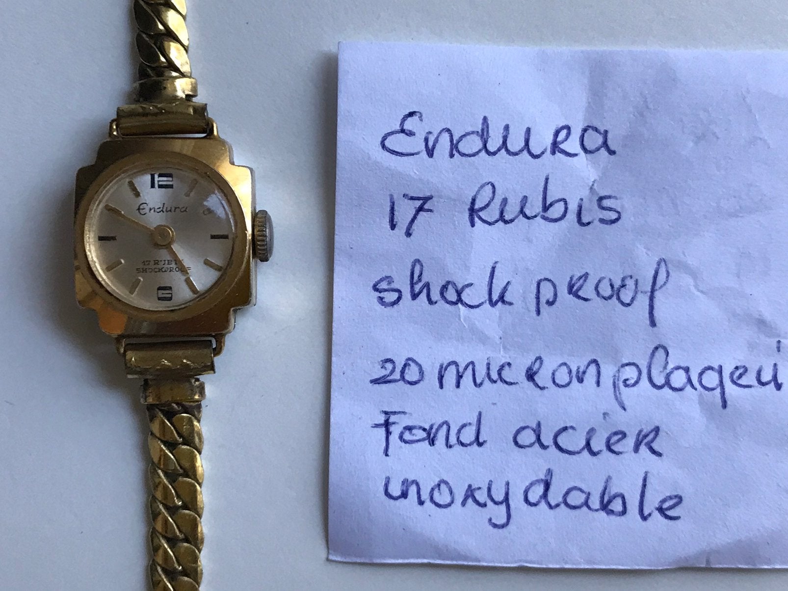 Dameshorloge merk Endura 17 rubis, Ophalen of Verzenden, Gebruikt, Staal, Overige merken
