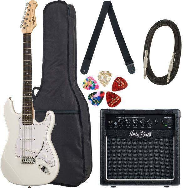 Harley Benton ST-20 White + Full Starter Kit — €160, Ophalen of Verzenden, Zo goed als nieuw, Klassieke of Spaanse gitaar, Met koffer