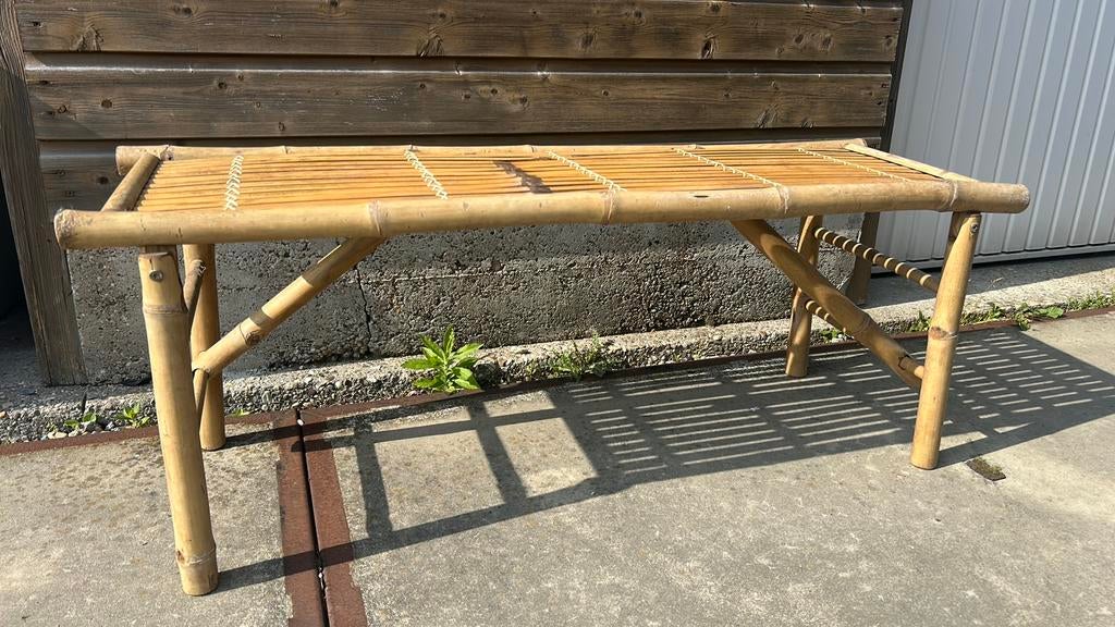 Bamboe bankje/tafel, Ophalen of Verzenden, Zo goed als nieuw, Rond, Hout