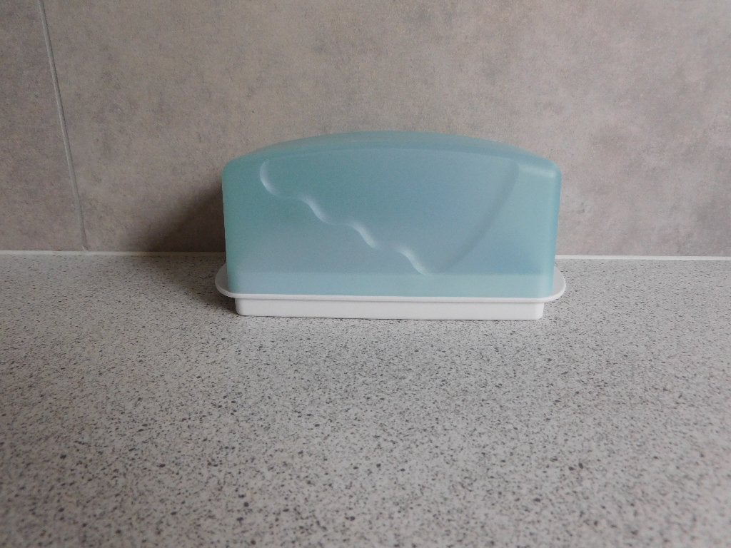 Tupperware Trendy Botervloot 18 cm. Blauw Wit, Ophalen of Verzenden, Zo goed als nieuw, Blauw, Overige typen